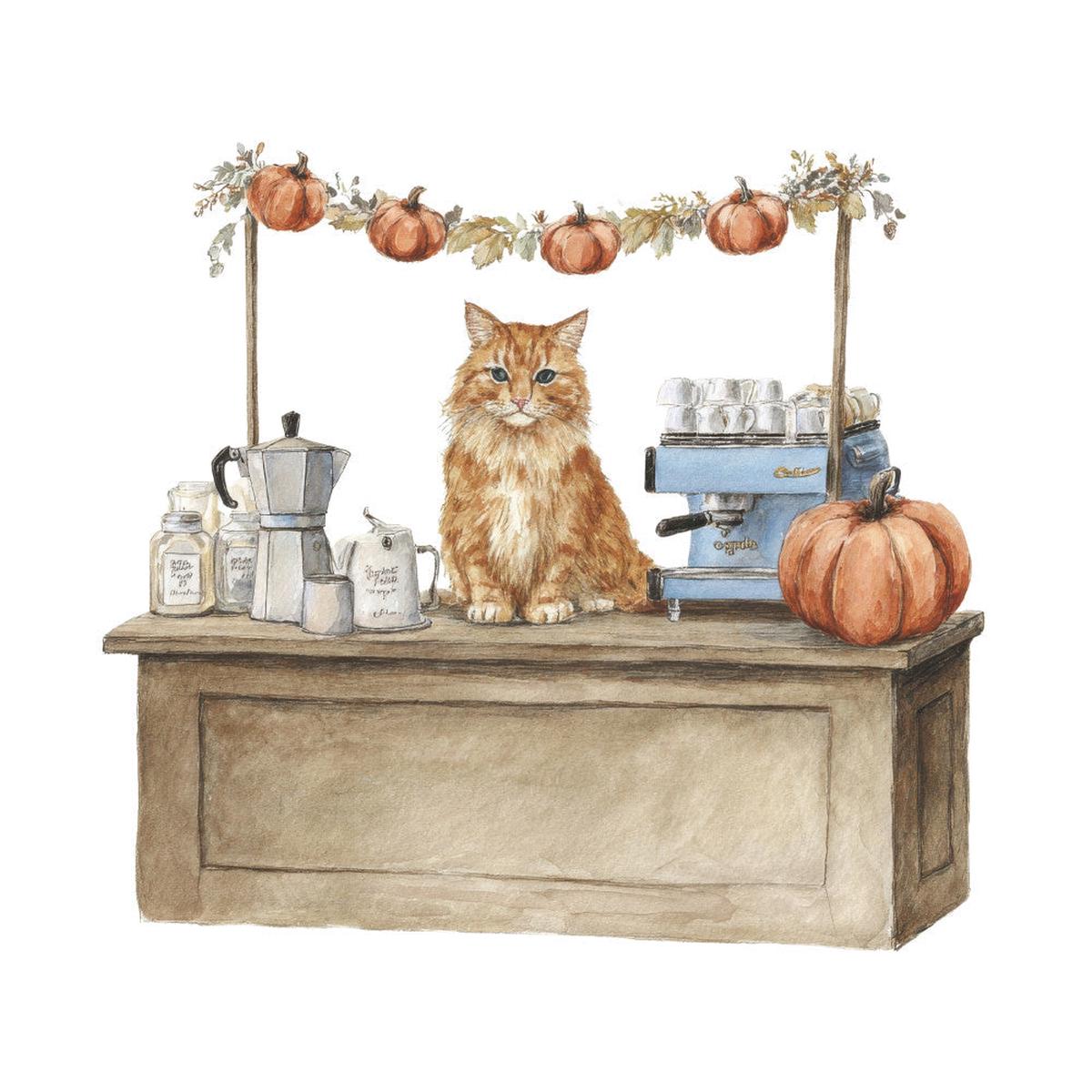Cozy Autumn Cats Fabric Panel 36