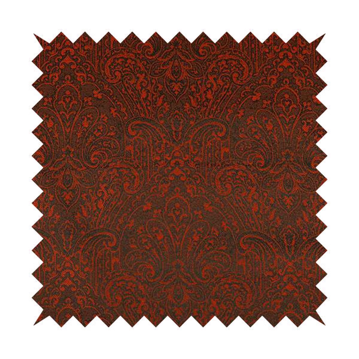 Fabriano Damask Pattern Chenille Type Red Upholstery Fabric CTR-967