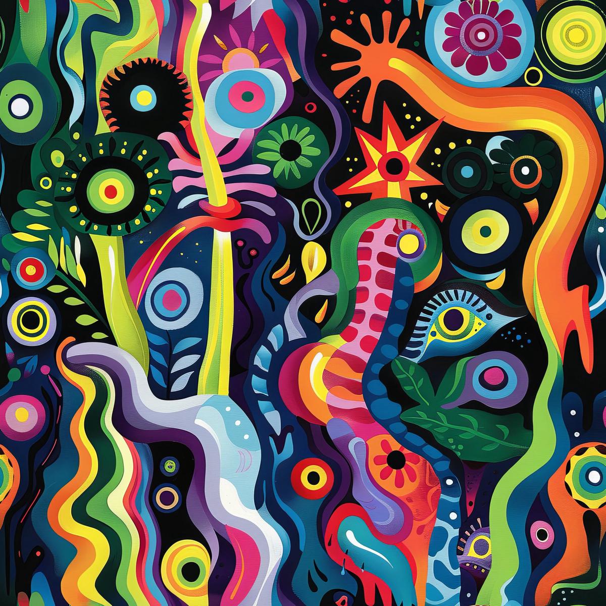 Psychedelic Painting Pattern 14 Quilting Cotton Fabric