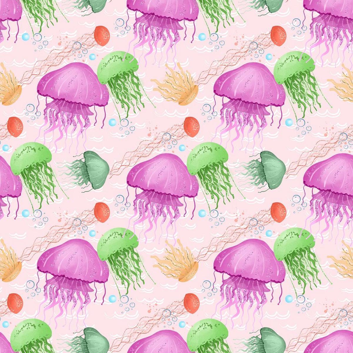 Sea Jellyfish Smack Fabric - Pink