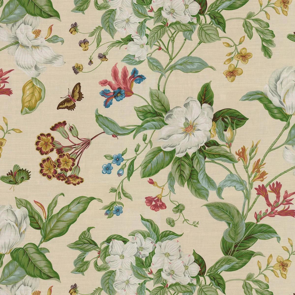 Williamsburg Garden Images Creme Floral Drapery Upholstery Waverly Fabric by the yard