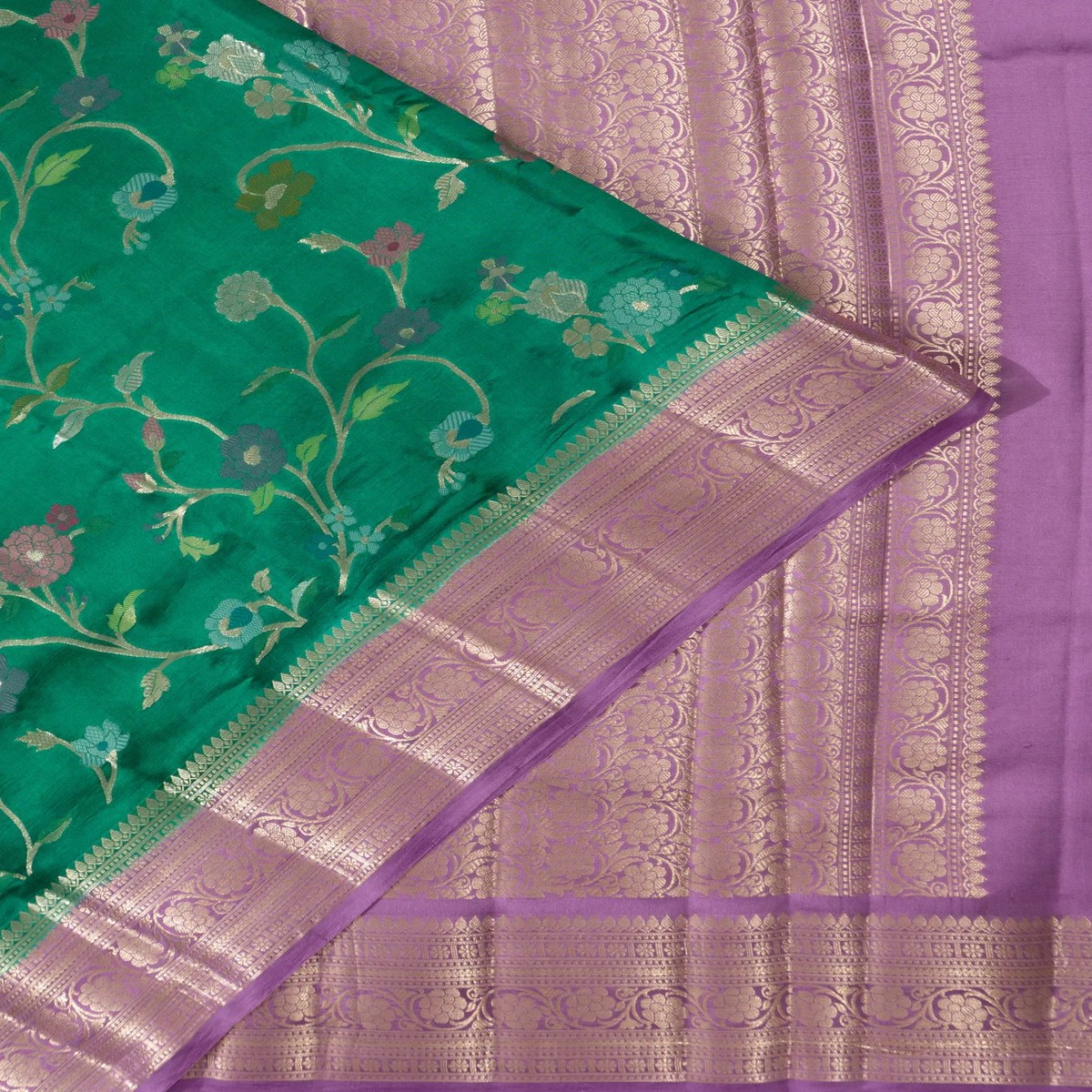 Chiniya Silk Jaal Green Saree