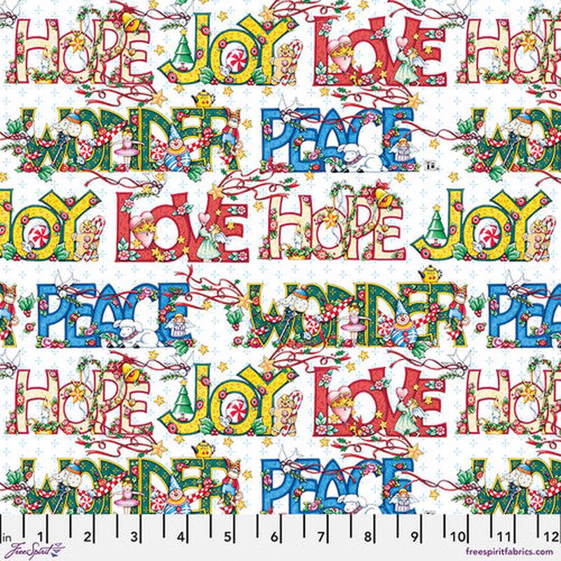 Fabric FreeSpirit Multi Words of Christmas So Much Joy! by the Quarter Yard PWMY021.MULTI