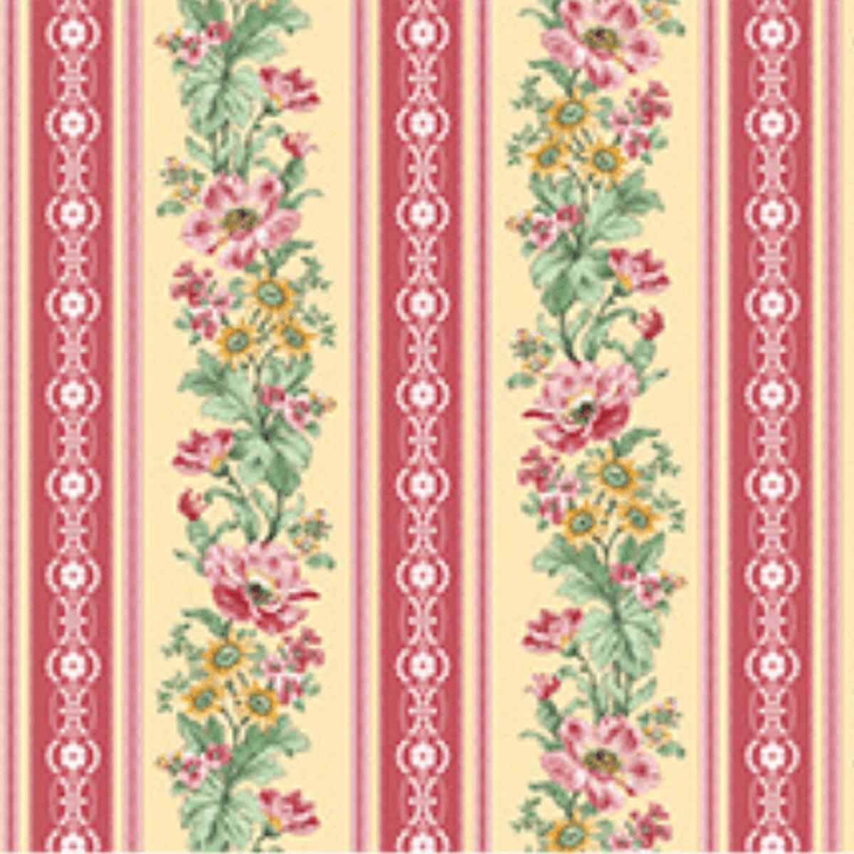 French Romance - Stripe - Yellow 44" / 45" Fabric Per Yard