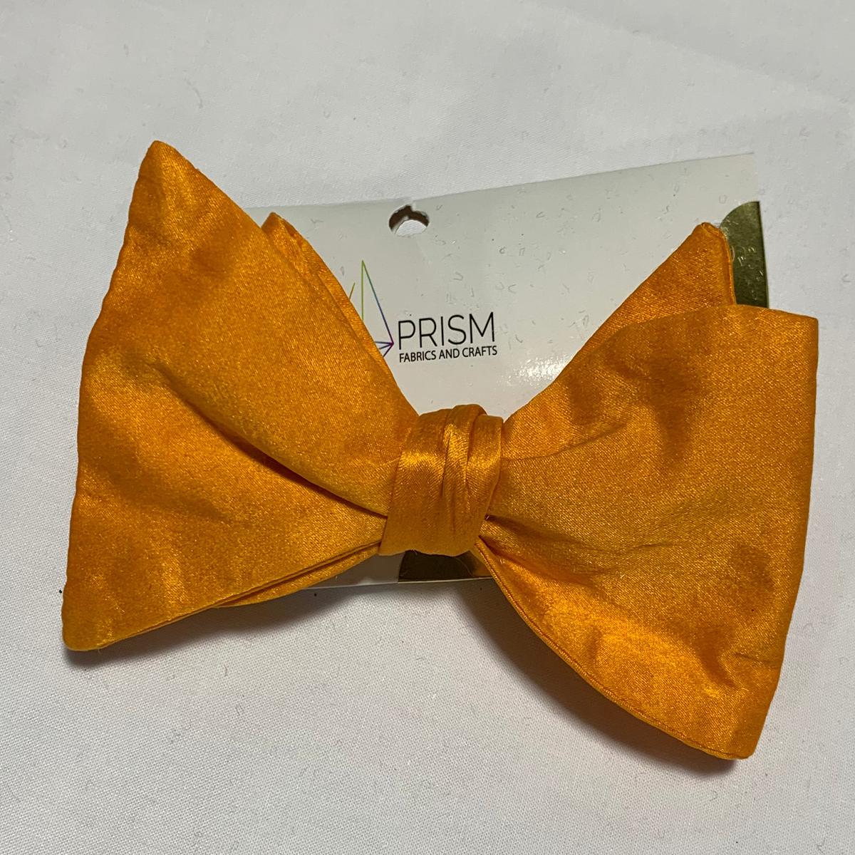 Hand Dyed Silk Satin Bow Tie - Pumpkin Orange