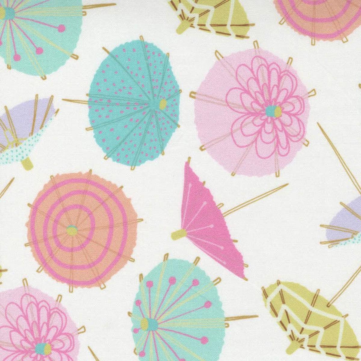 Moda Soiree Fabric - Frou Frou Umbrellas Vanilla 13373-11
