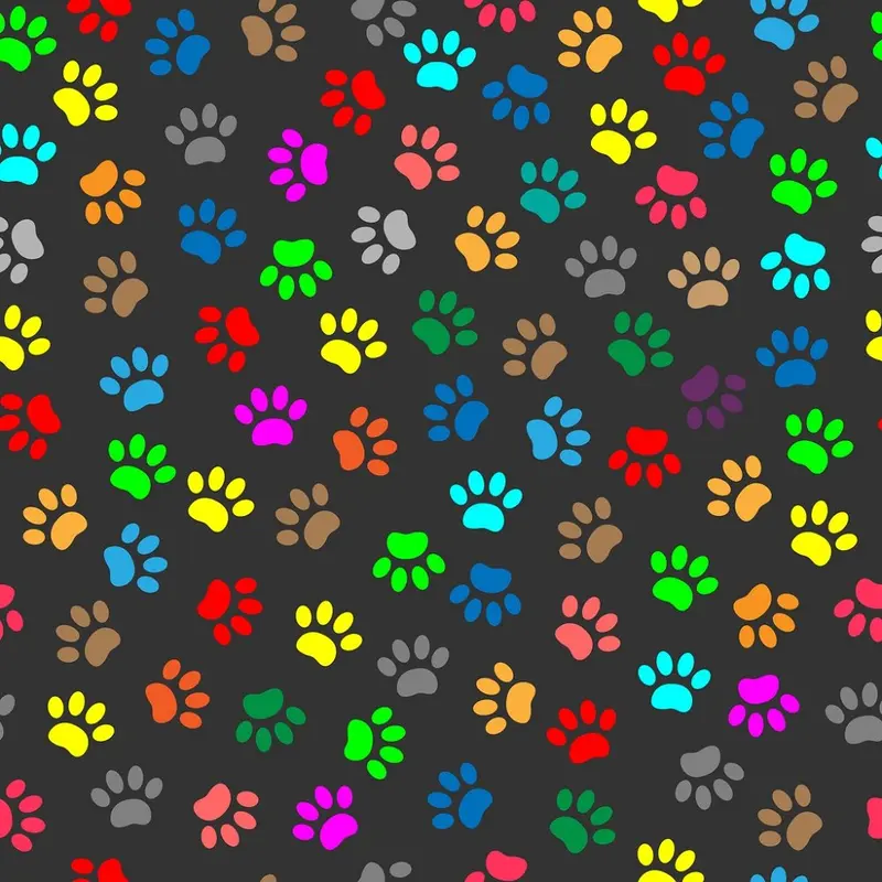 Paw Prints Fabric - Grey