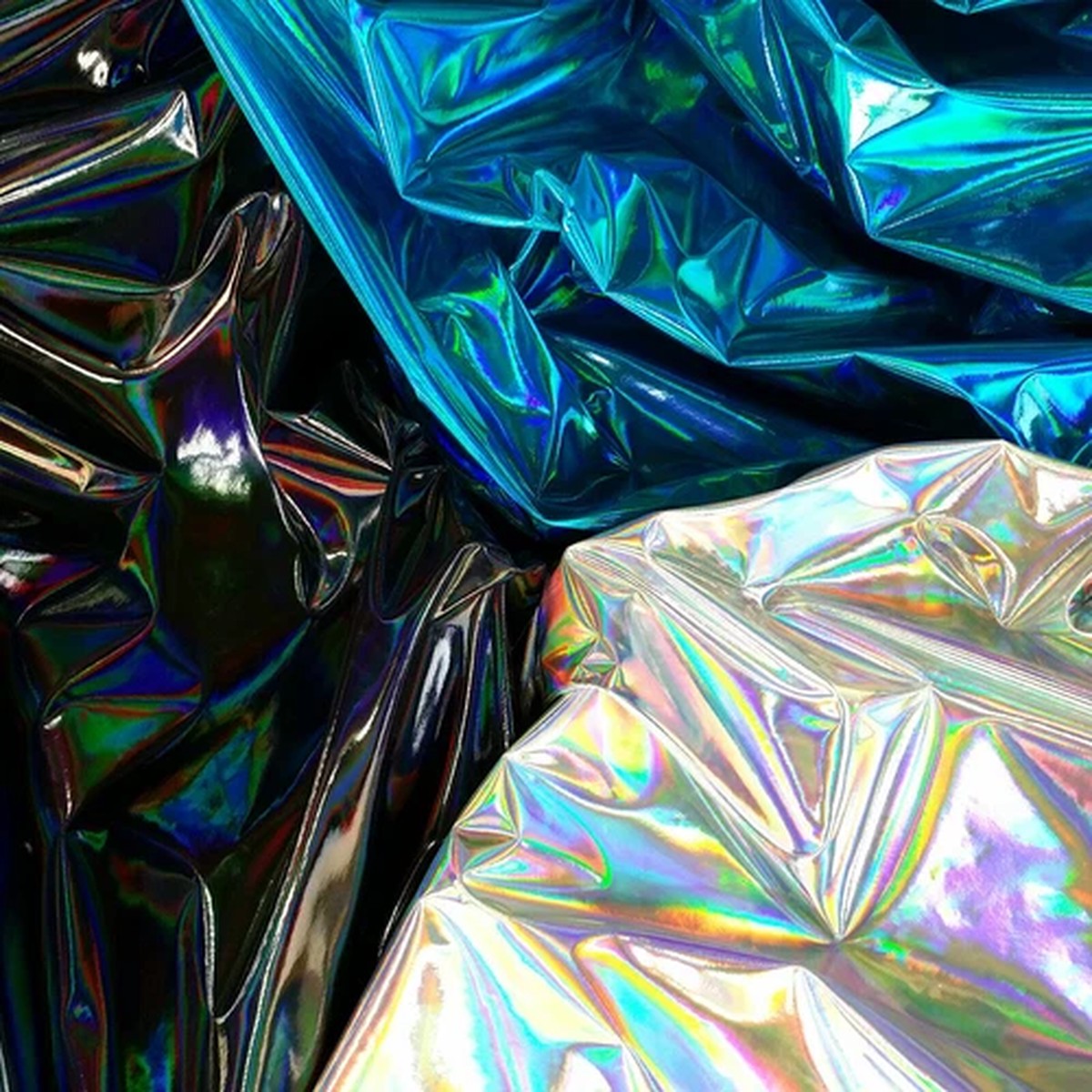 REFRACTIVE HOLOGRAM PU VINYL FAUX LEATHER 4-WAY STRETCH SPANDEX DANCE FABRIC 54"