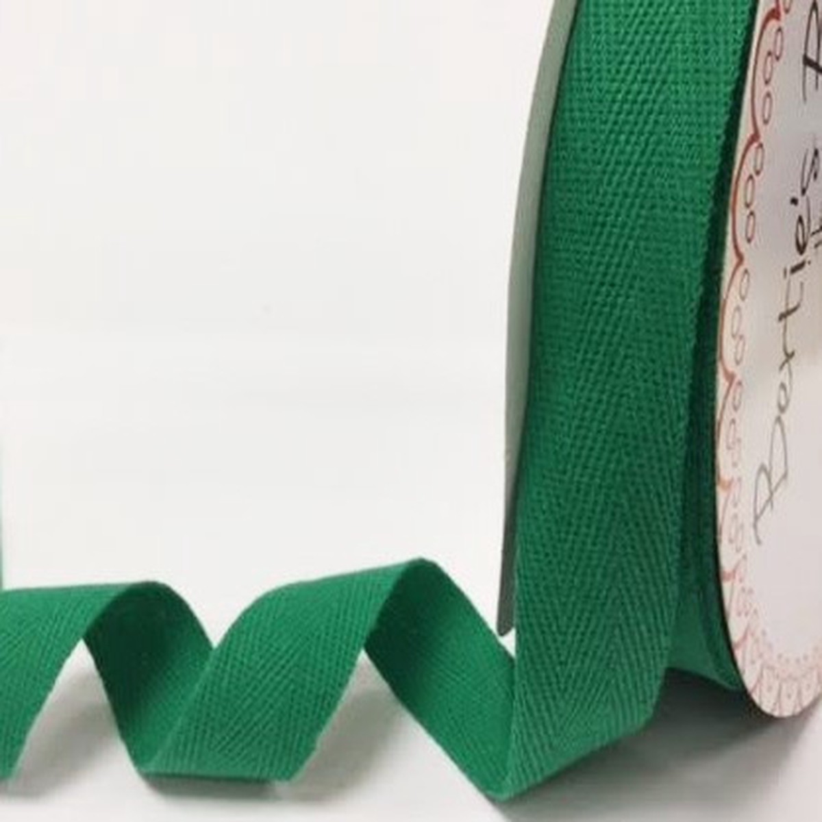 25mm Cotton Herringbone Webbing Green