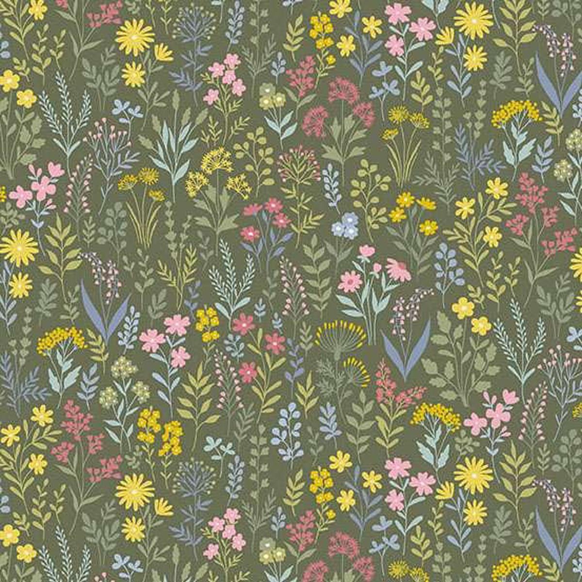 Makower Fabric Petite Fleur - Meadow Green 180G