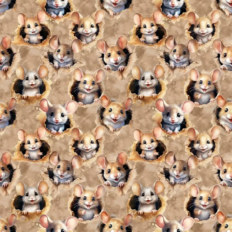Mice in Holes Fabric
