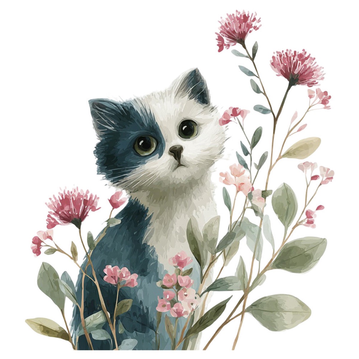 Watercolor Kitten Fabric Panel 19