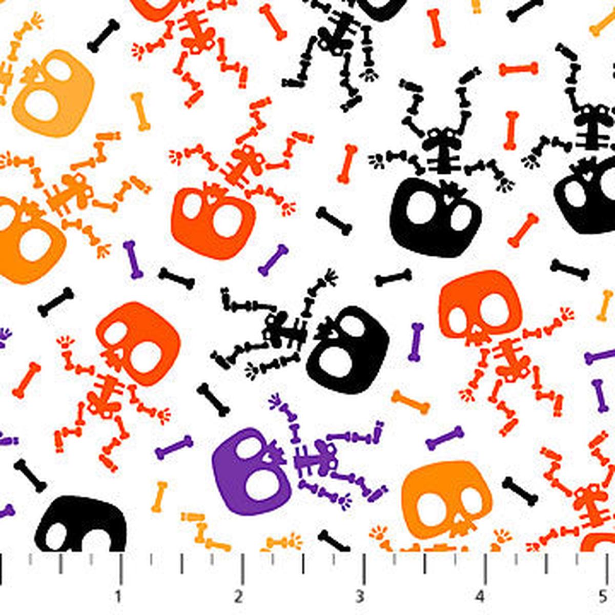 White as a Ghost Bony - Ghoultide Gatherings- by Patrick Lose for Northcott Cotton Fabric
