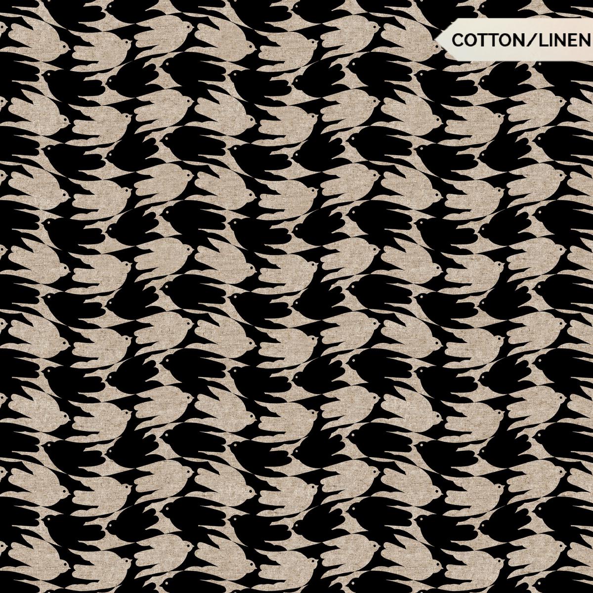 Black Birds (Cotton Linen) Grove for FIGO (14 yard)