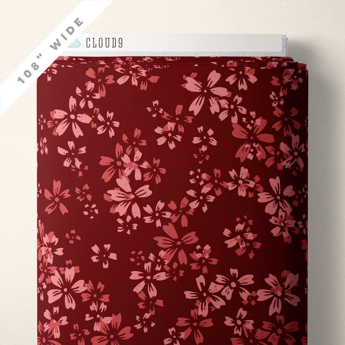 BURGUNDY Wildflower 108 Wideback from Eventide by Jillian Anderson for Cloud9 Organic Cotton