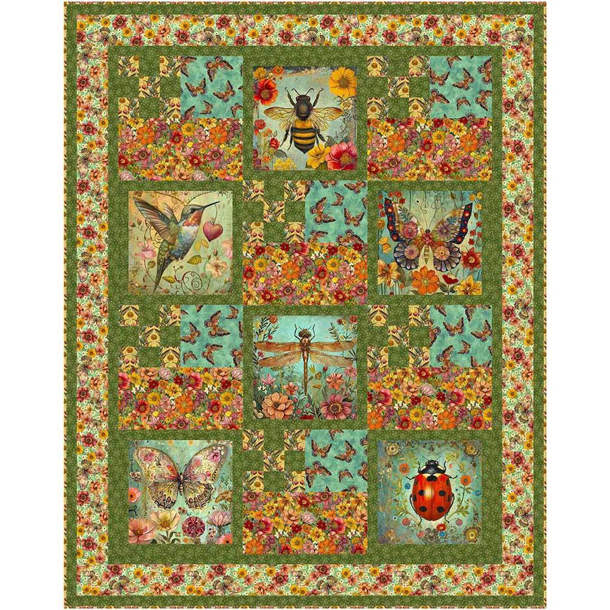 Enchanted Bits and Bobs Throw - Sara Lister - Enchanted Canopy by JK Stewart - Blank Quilting - Panel Quilt Kit