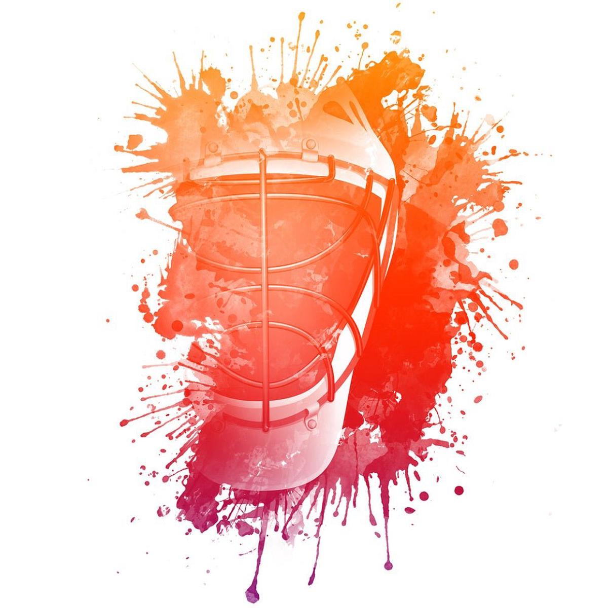 Hockey Helmet Ink Splash Fabric Panel
