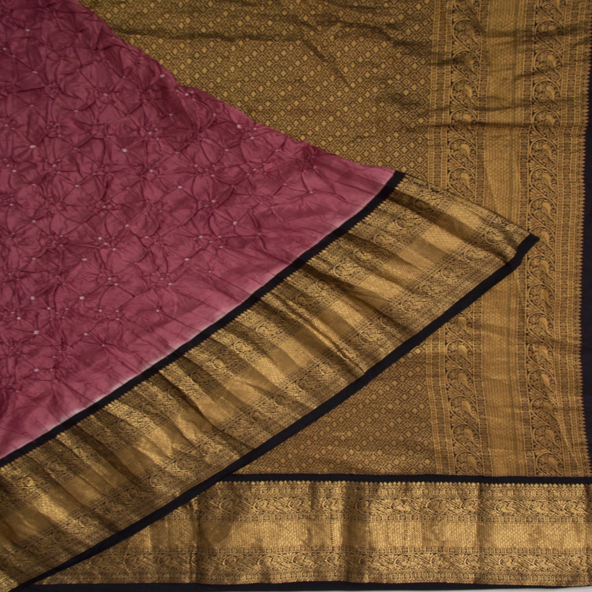 Kanchipuram Silk Bandhani Lilac Saree