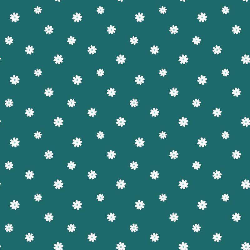 Tiny Daisies on Teal Quilting Cotton Fabric