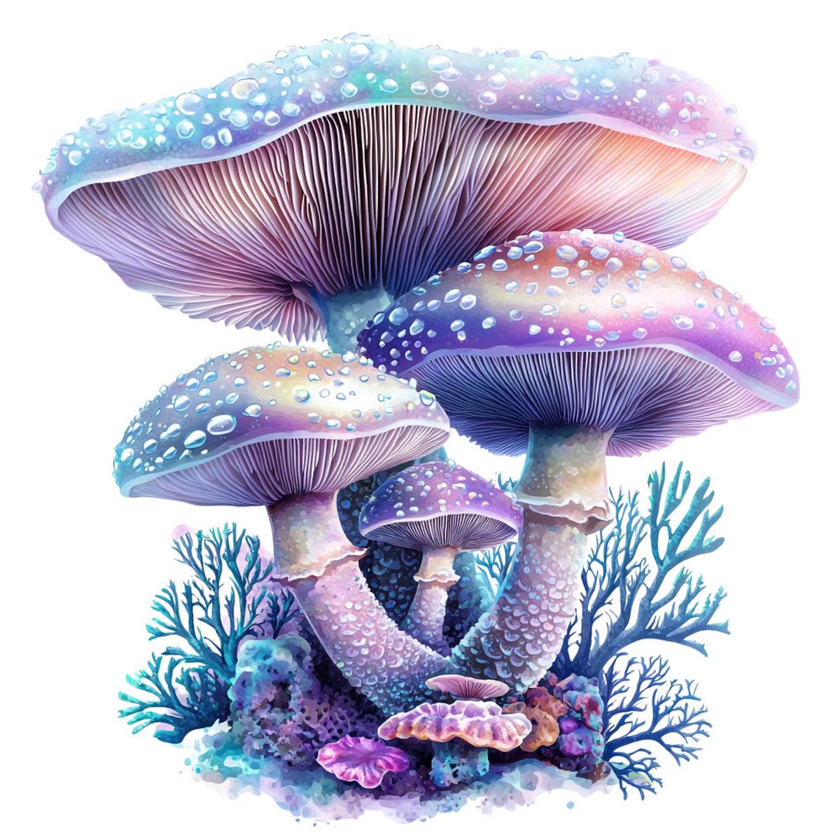 Underwater Mushrooms Fabric Panel 9