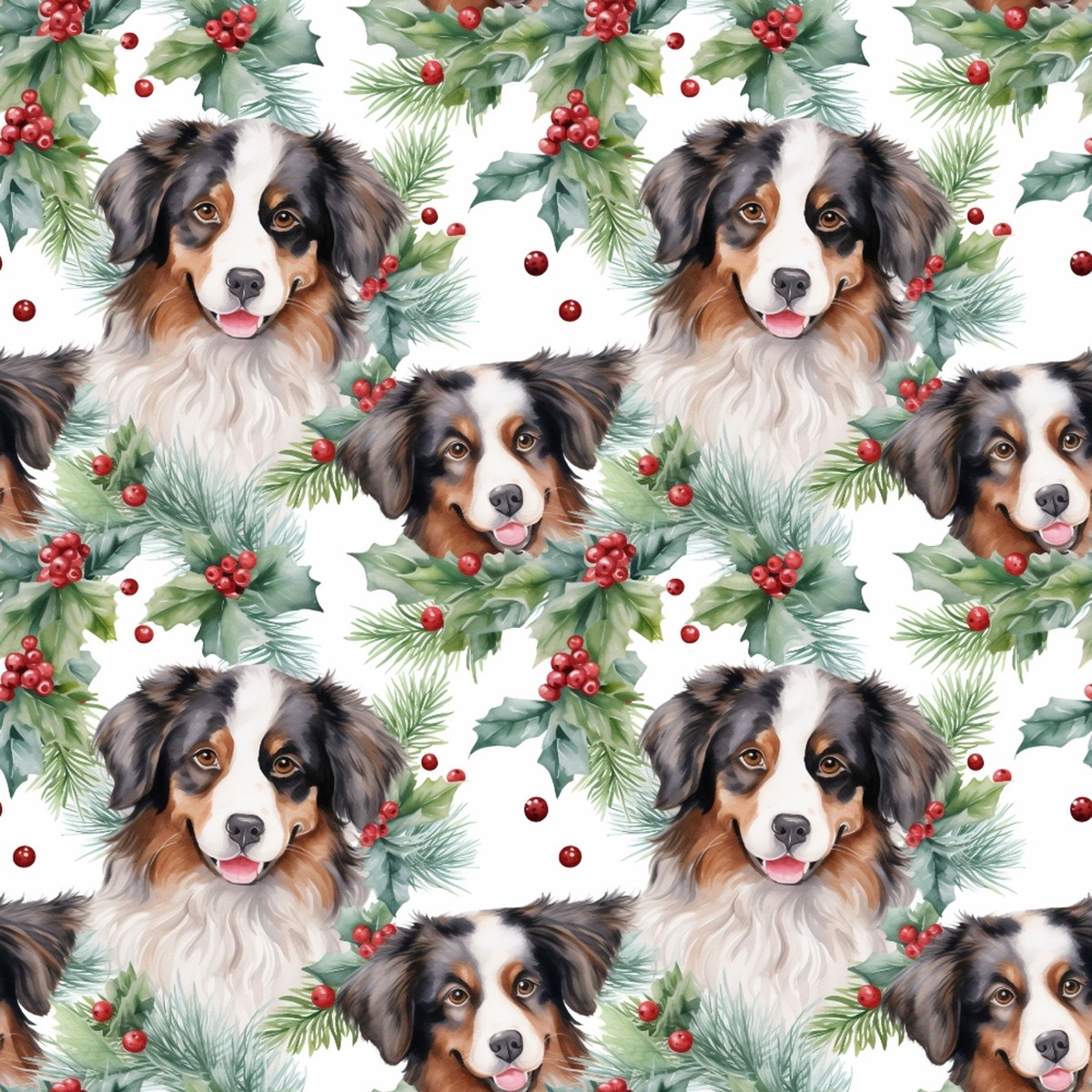 Christmas Santa Puppy Dogs Pattern 10 Quilting Cotton Fabric