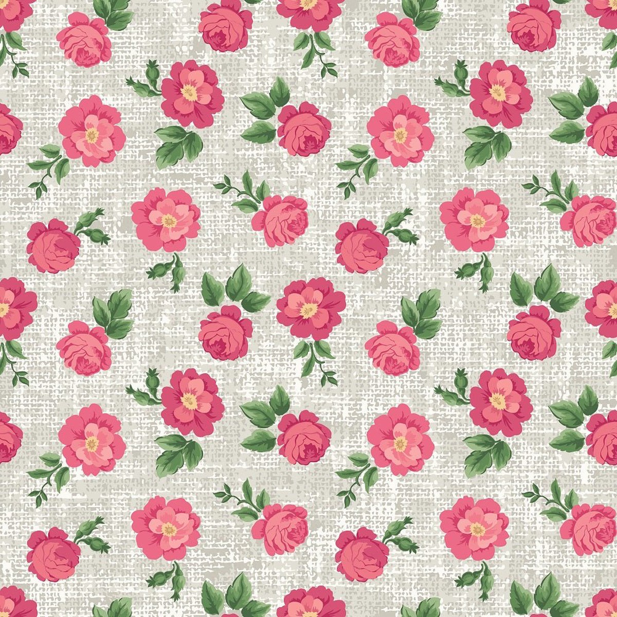 Roses on Hatched Pattern Fabric - Gray