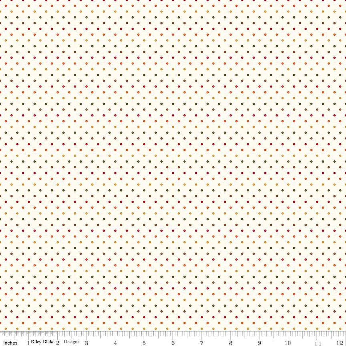 SALE Autumn Flat Swiss Dots on Cream C600 Le Creme - Polka Dot on Cream Dotted - Riley Blake Designs - Quilting Cotton Fabric