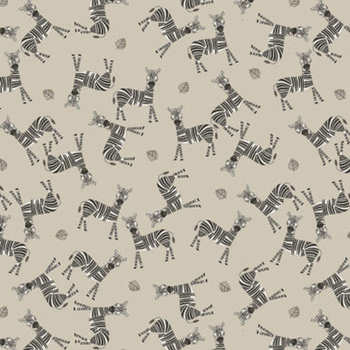 Jungle Romp Tossed Zebra Beige 43"/44" Fabric Per Yard