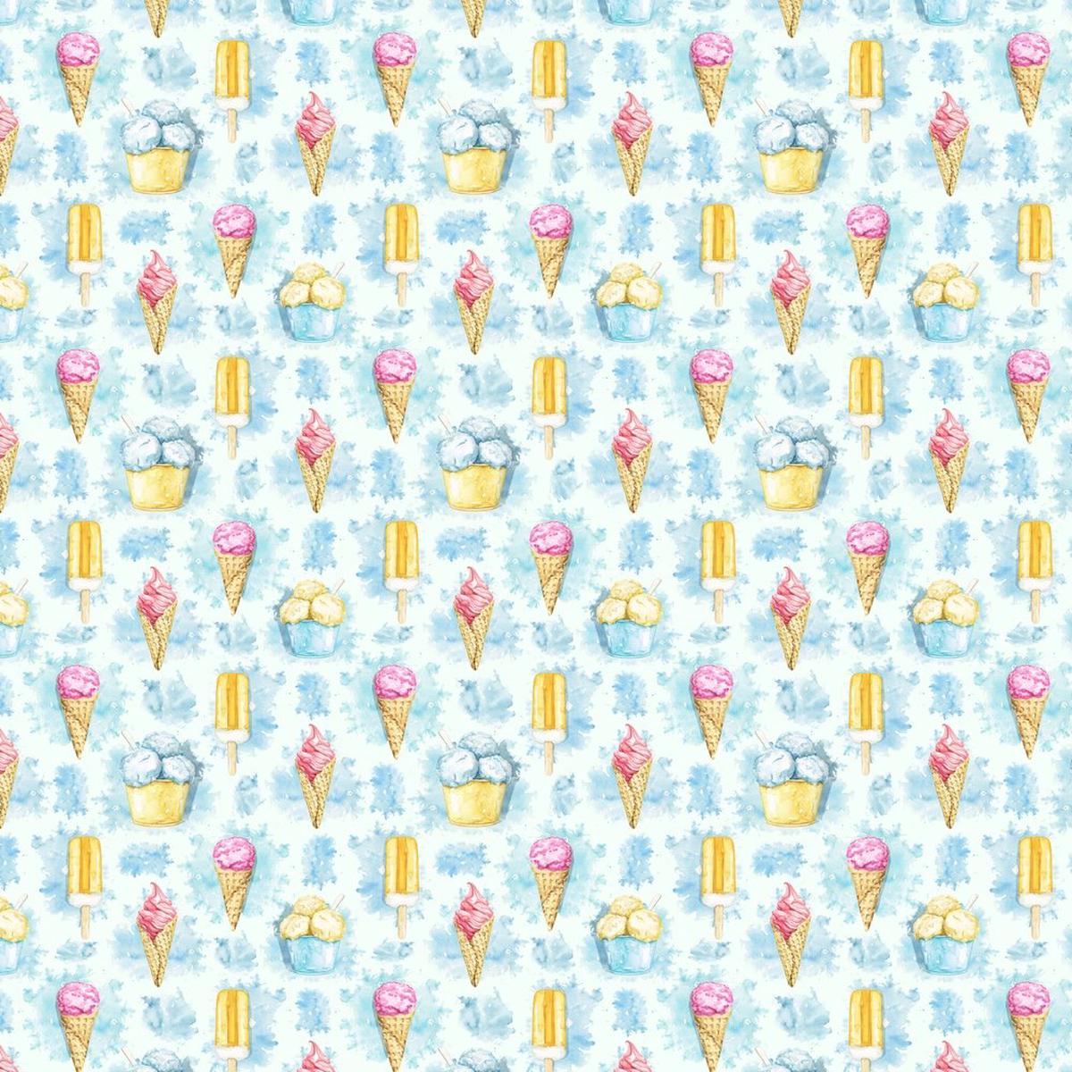 Packed Loads Of Ice Cream Fabric - Blue