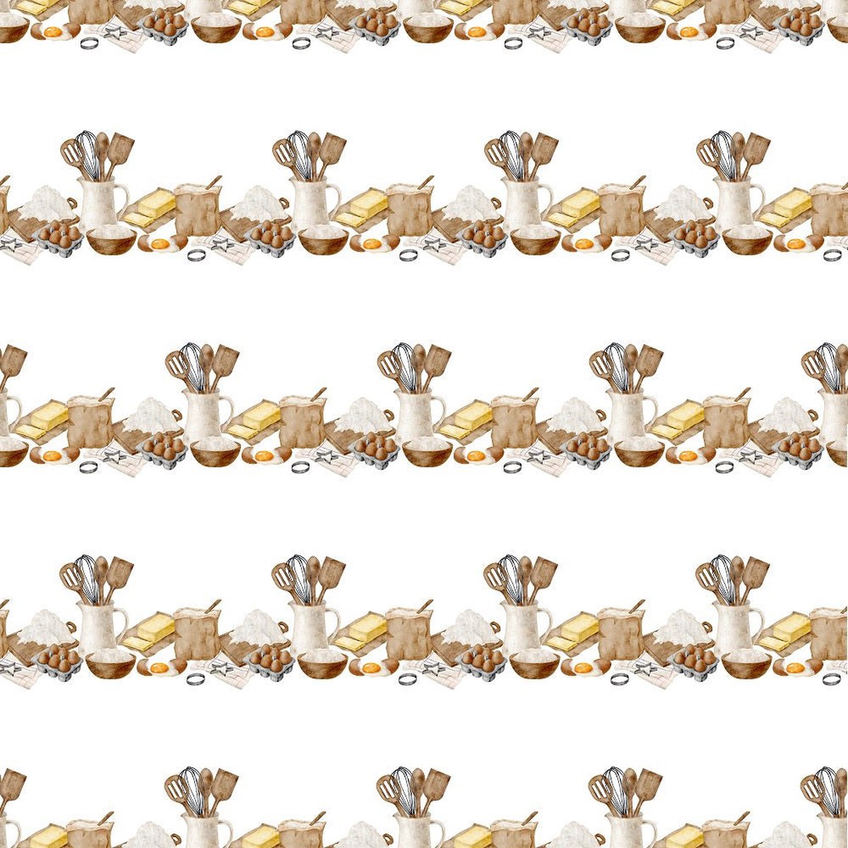 Watercolor Baking Pattern 10 Fabric