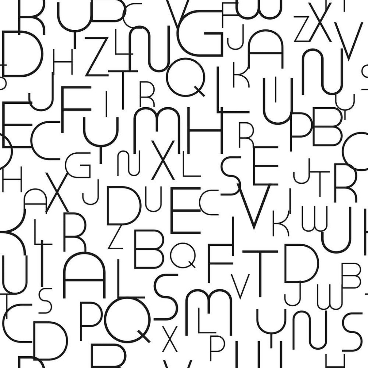 Digitally Printed Curved Font Alphabet Fabric