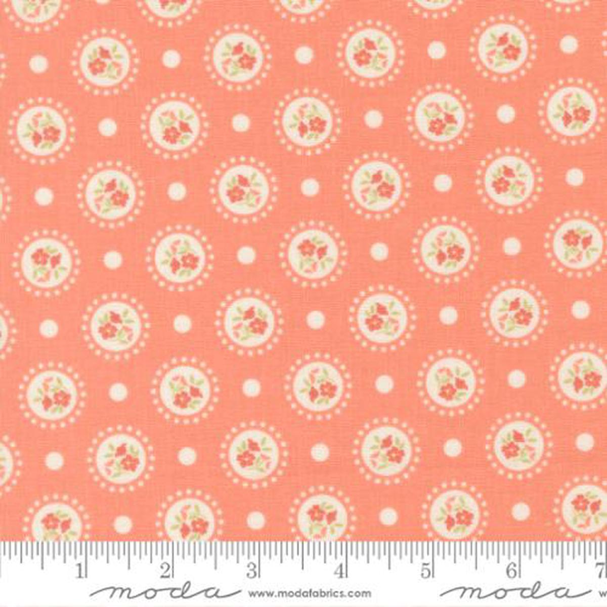 Fabric Moda Coral Flower Dots Sunbonnet by the Quarter Yard 31762-41
