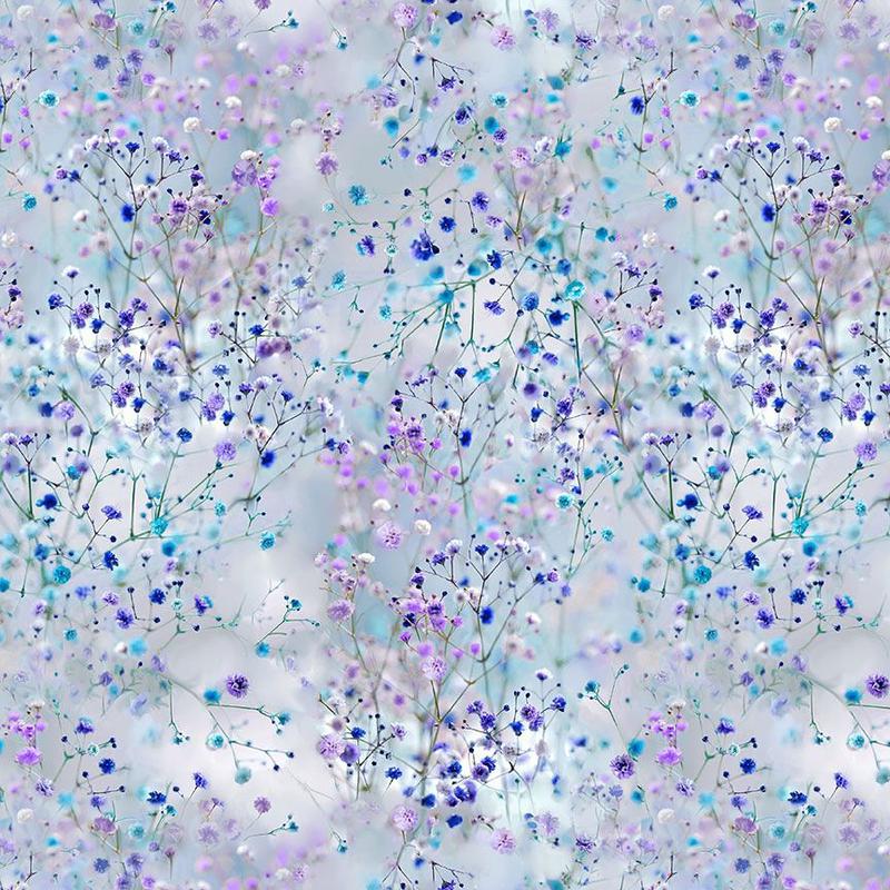 Garden Delight Tiny Florals w/ Stem FLEUR-CD2373-ICE Cotton Woven Fabric