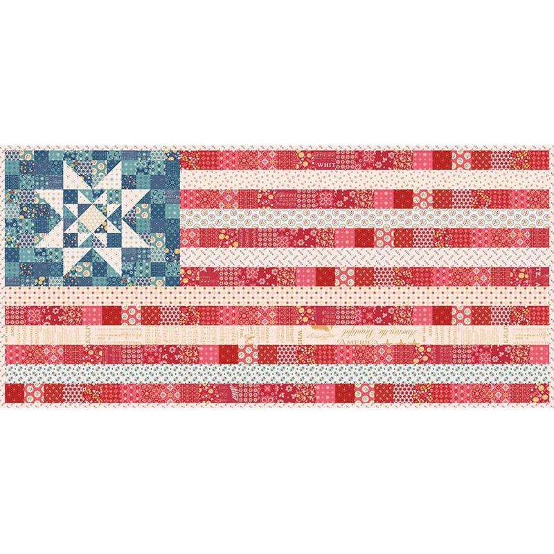 Fabric Riley Blake Americana Oh Beautiful Flag Runner and Amber Waves Mini Quilt Kit KT-16081