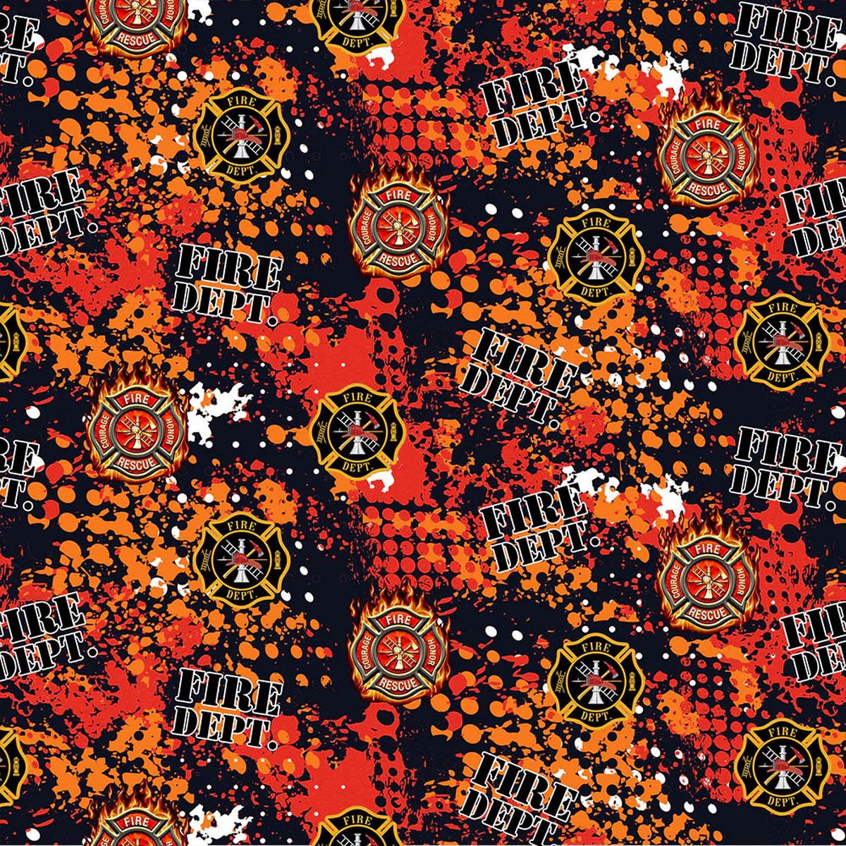 Fabric Sykel Enterprises Firefighter Abstract Geo Logo by the Quarter Yard 1180FF