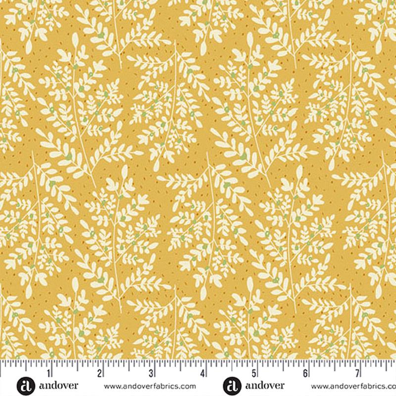 Fabric Andover Yellow Fern & Fronds Flourish by the Quarter Yard 1628-Y