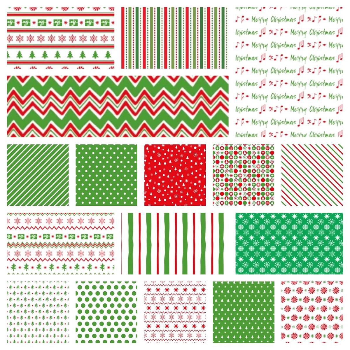 Merry Christmas Basics Fabric Collection - 1/2 Yard Bundle