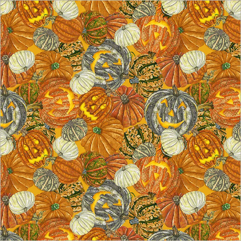 Midnight Hollow Jennifer Lambein 55299-2 Spice Pumpkin Jumble Cotton