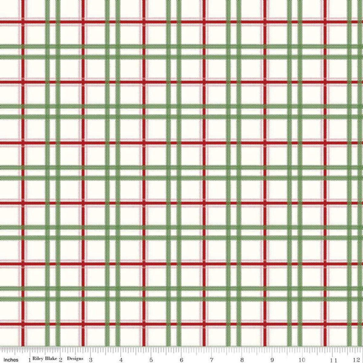 Mistletoe & Holly Plaid C16407 Cloud - Riley Blake Designs - Lines Multicolored Plaid - Quilting Cotton Fabric