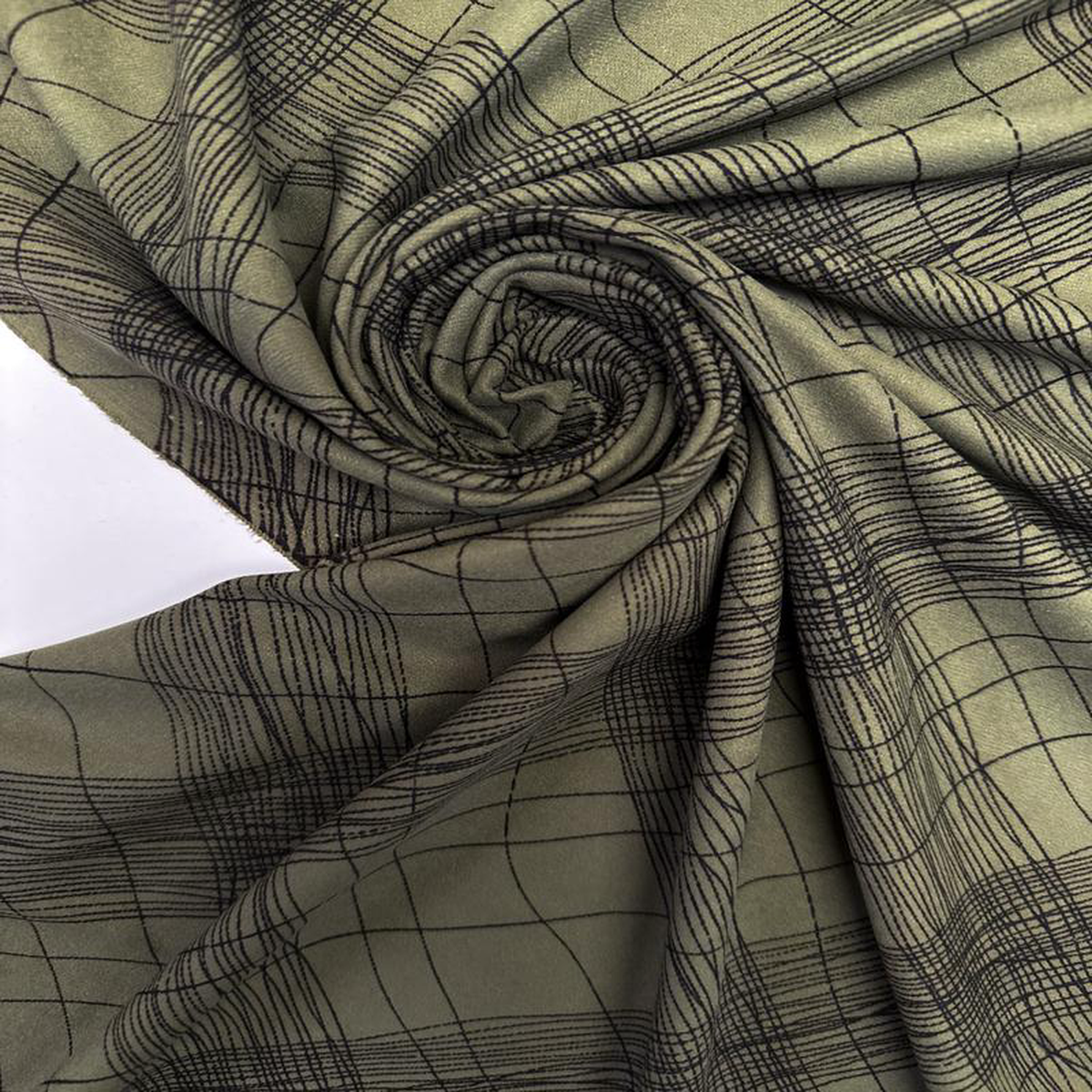 Printed Green Black Striped Knitted Acrylic