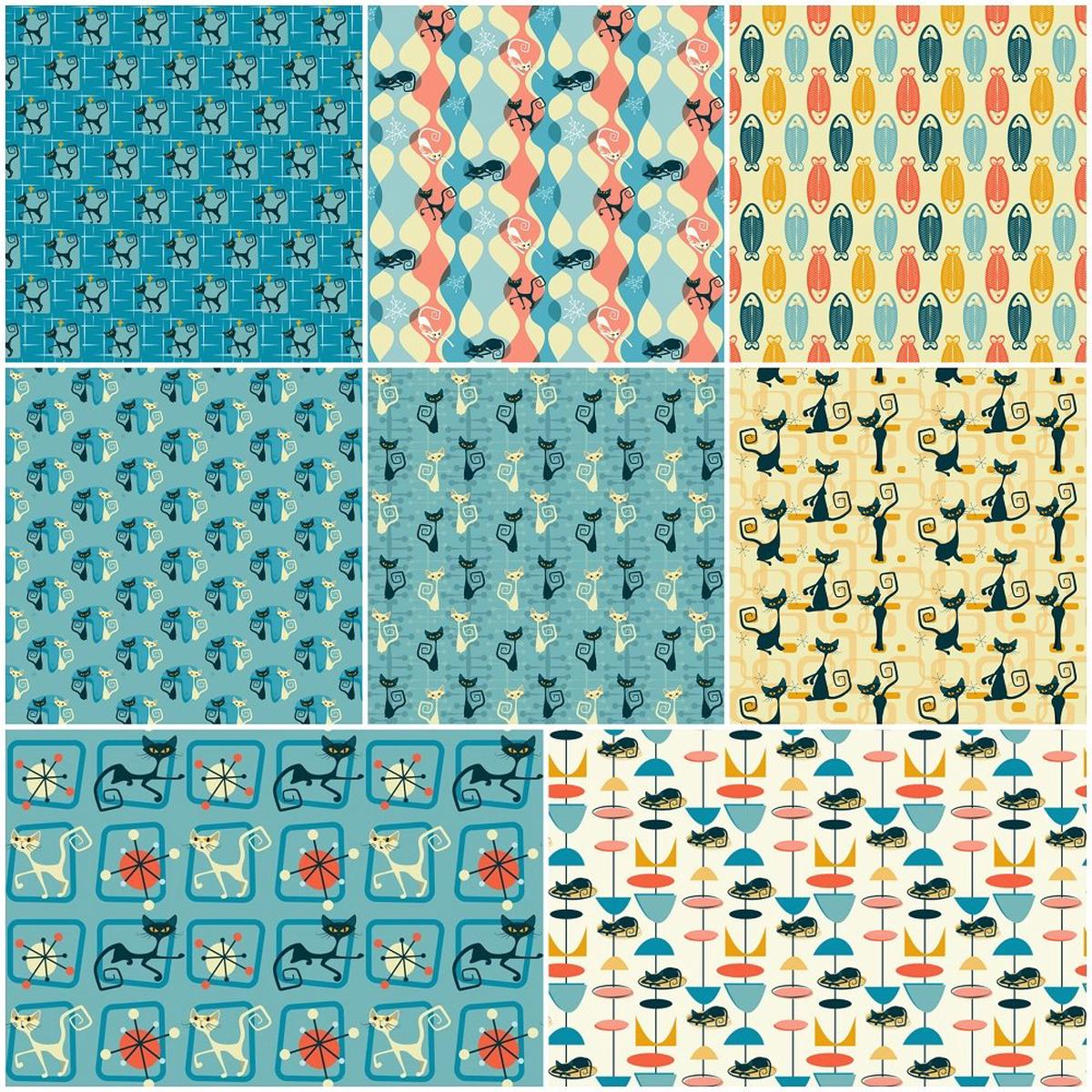 1950s Atomic Cats Layer Cake - 8 Pieces