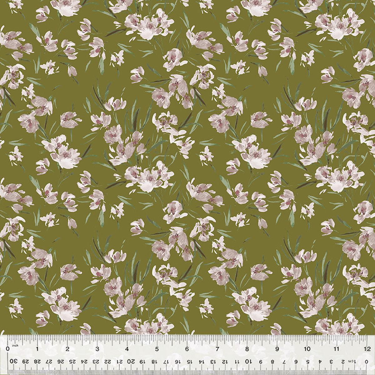 Cotton Fabric, PEONY TULIP FROND, 53787D-12, Perennial Collection by Kelly Ventura for Windham Fabrics - 1 yd.cut
