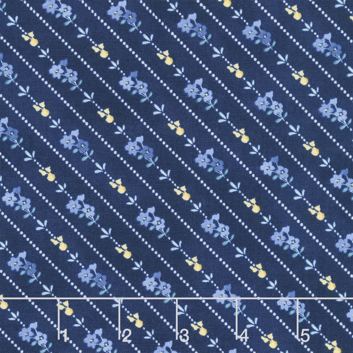 Morning Blooms - Diagonal Stripe Navy Yardage