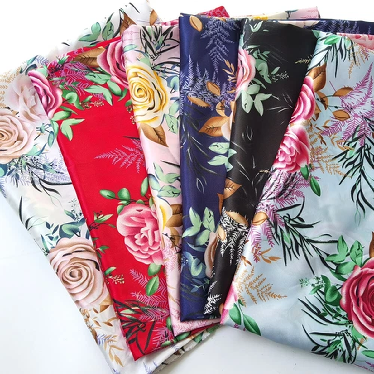 By Yard Soft Rose Satin Fabric Lining Scarf Gown Diy Material Charmeuse Vintage