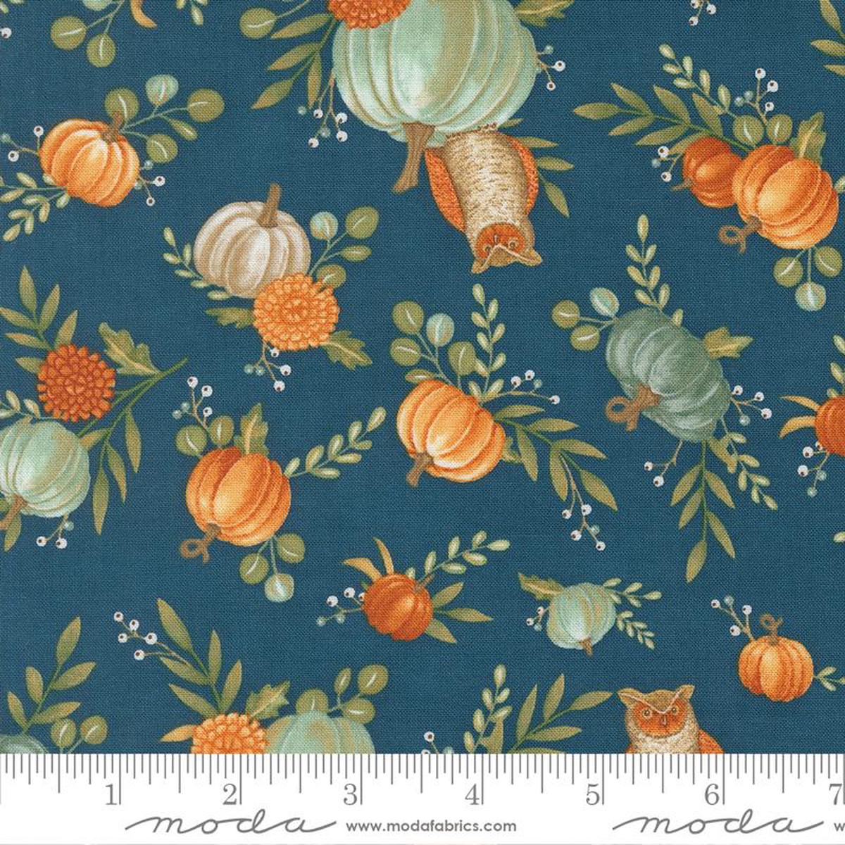 Fabric Moda Harvest Night Fall Allover Pumpkins I Love Fall Most of All by the Quarter Yard 56140-15
