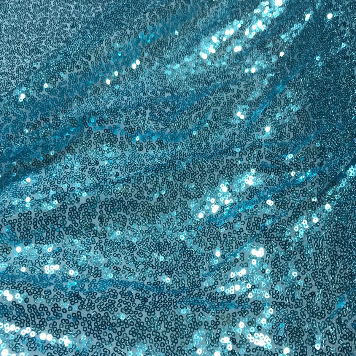 Mermaid Aqua - Sequin Spangle Sewn on Mesh Fabric