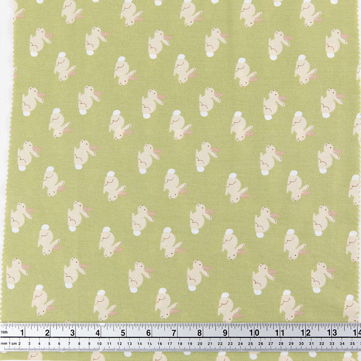 Print Craft & Quilting Fabric, Bunny Rabbits Sage- Width 110cm