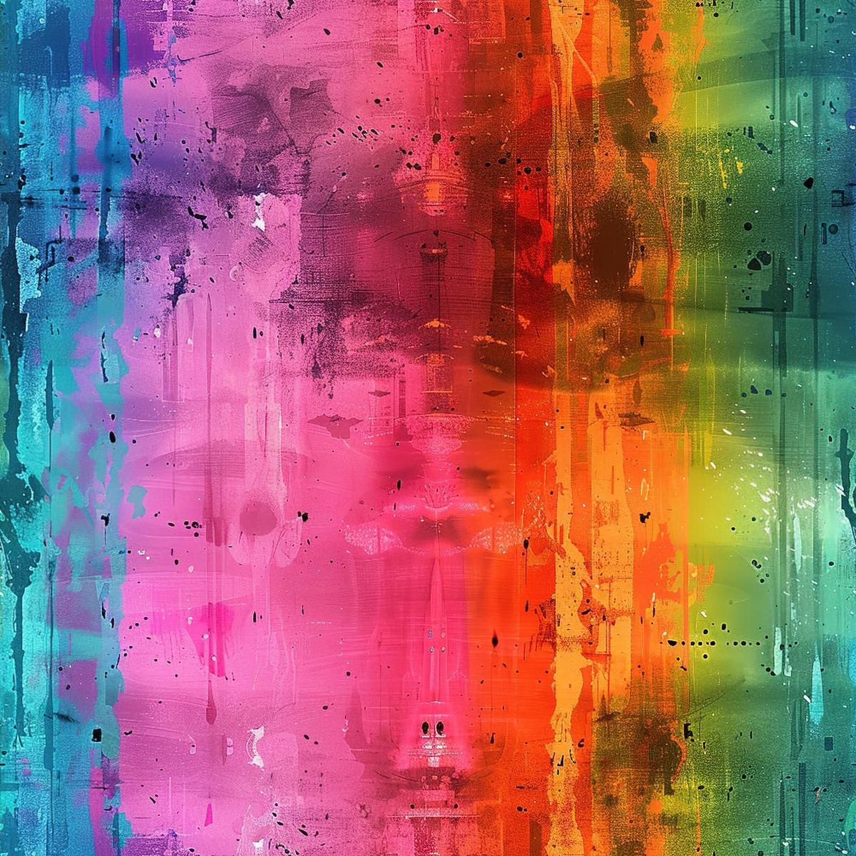Rainbow Grunge Wall Pattern 4 Quilting Cotton Fabric
