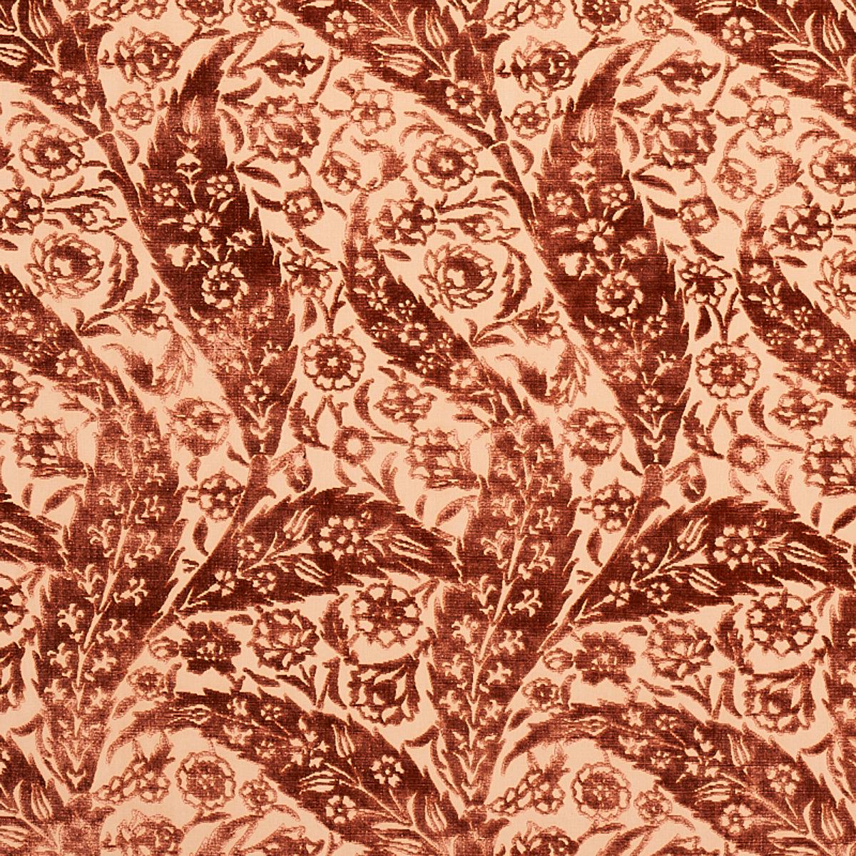 Saz Paisley Silk Velvet Terracotta Fabric