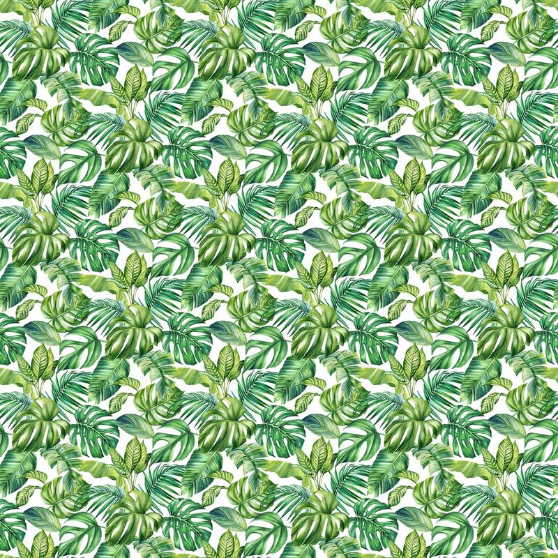 Fabric Northcott White Palm Leaves Coastal Breeze by the Quarter Yard DP28563-10